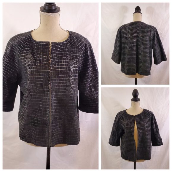 Spiegel Jackets & Blazers - VTG Spiegel Crew  Neck Zip-Up Leather Jacket 14